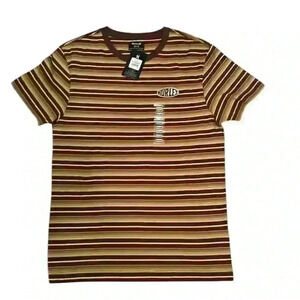 Hurley NWT Road To Nowhere SS Yarn Dye T-Shirt Expresso Red Yellow Mens Size S